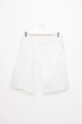 0055_PLEATED WHITE COTTON VINTAGE SHORTS