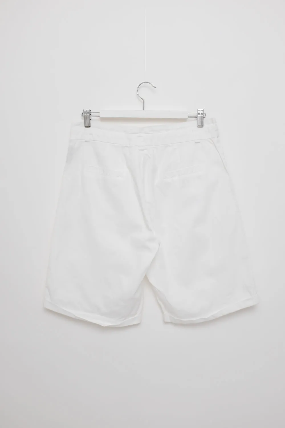 0055_PLEATED WHITE COTTON VINTAGE SHORTS