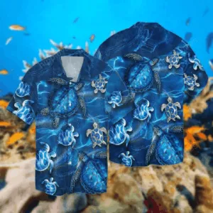 3d Turtles Blue Hawaiian Shirt, Gift For Turtle Lovers, Hawaiian Shirt For Men