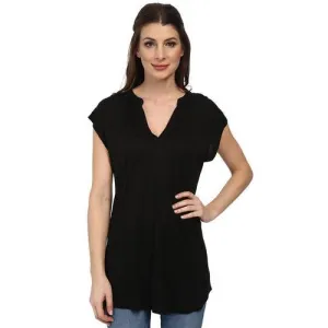 Active Sexy Women Short Sleeves With V-Neck Summer Long Shirt Black