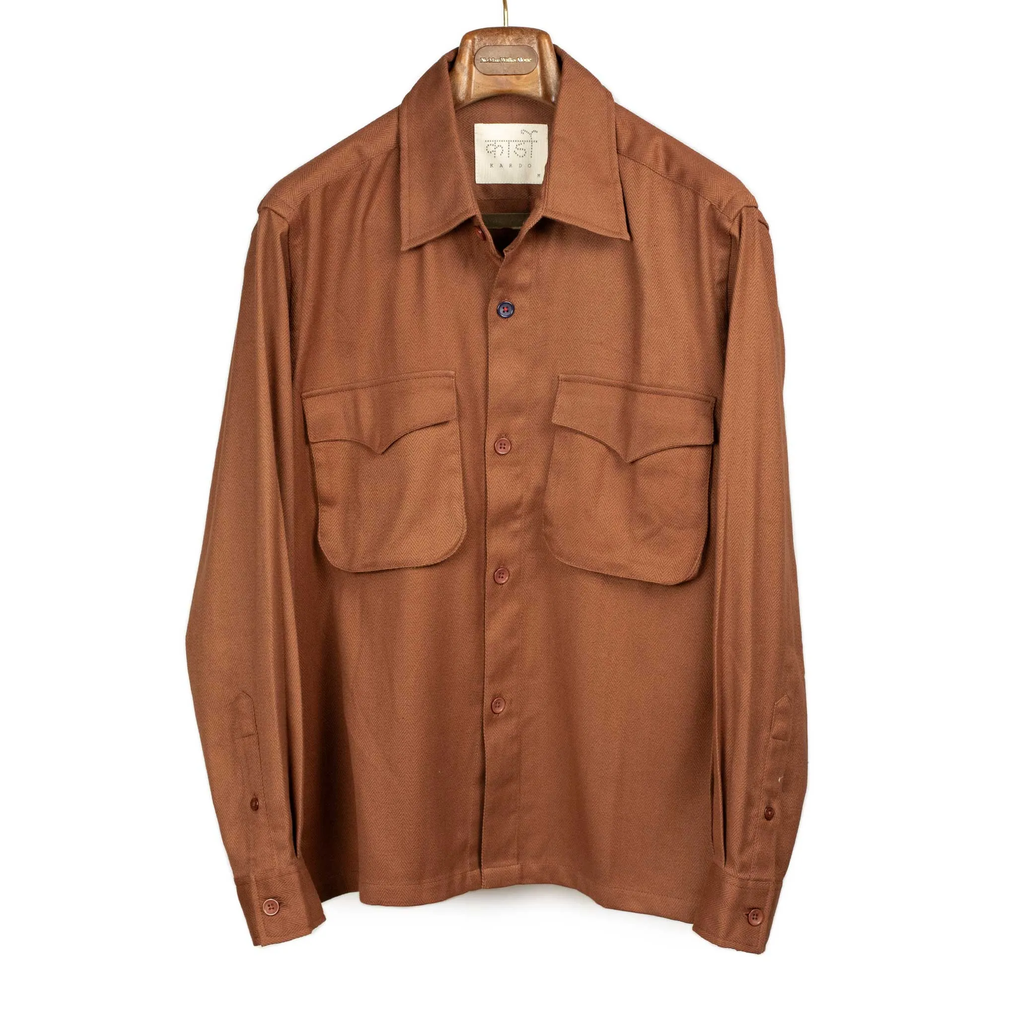 Bhola shirt in burnt sienna herringbone cotton