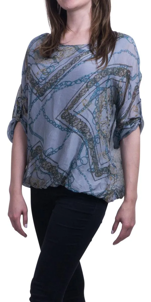 Chain Print Silk Top