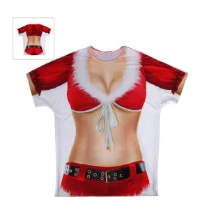 Christmas Faux Real Fun Printed Sexy Mrs Claus T-Shirt