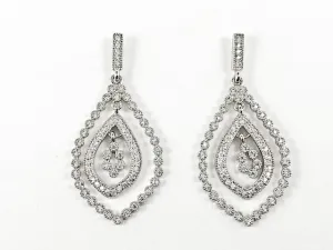 Classic Elegant Shape Layered Drop CZ Fashion Earring