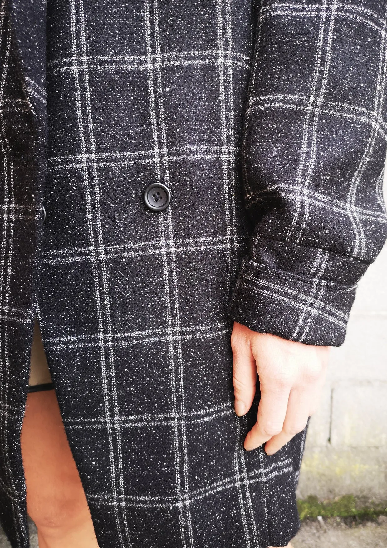 COAT TWEED - black/white