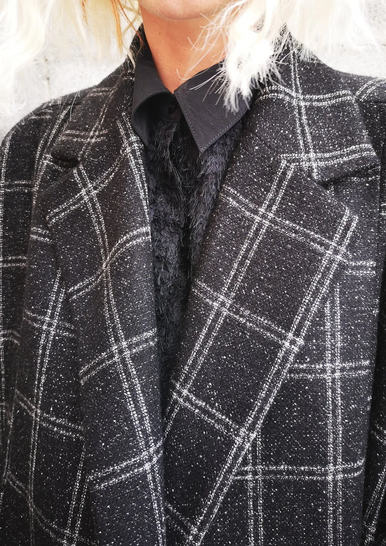 COAT TWEED - black/white