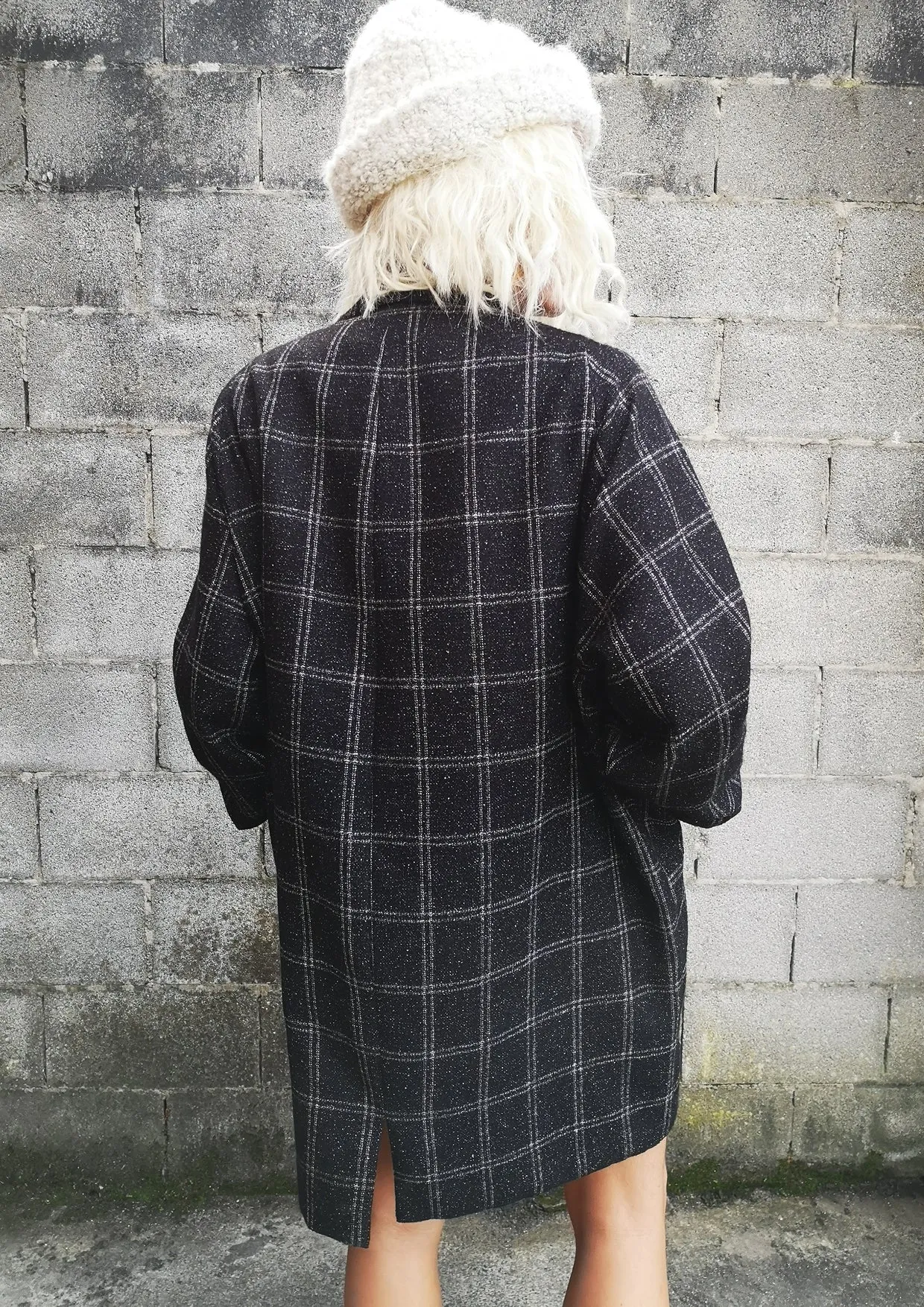 COAT TWEED - black/white