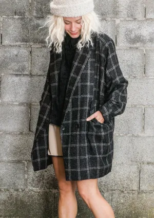 COAT TWEED - black/white