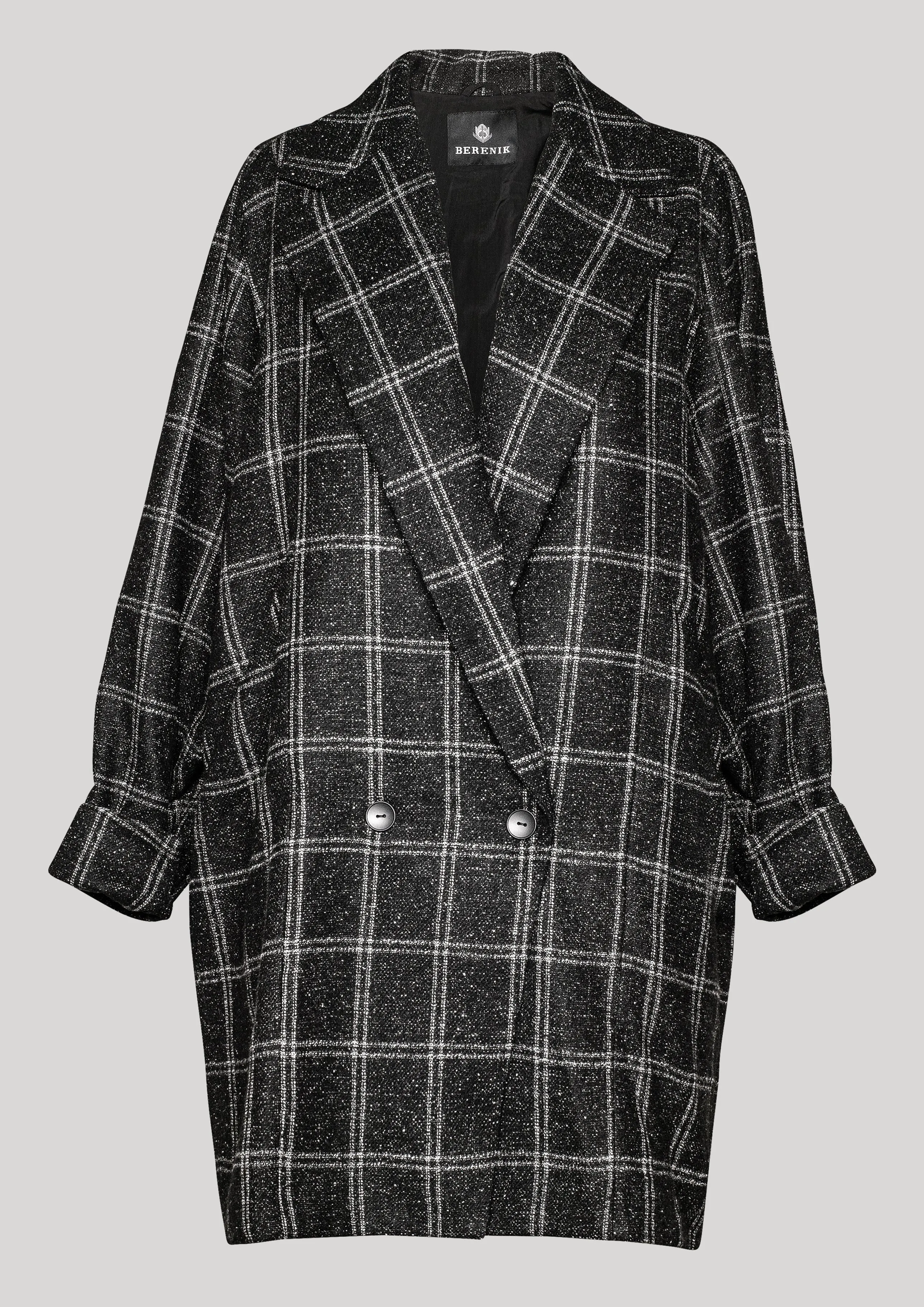 COAT TWEED - black/white