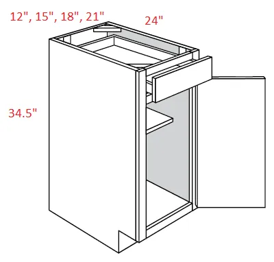 EB10-B12 Elegant White Assembled 12" Base Cabinet