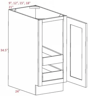 EB10-B15-POS2-FH Elegant White Assembled 15" Base Cabinet With Roll Outs