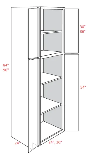 EB10-UC3024X84 Elegant White Assembled 30x84 Pantry Cabinet