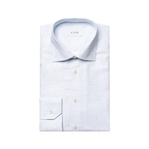 ETON Check Cotton Tencel Shirt Single Cuff Contemporary Fit LIGHT BLUE