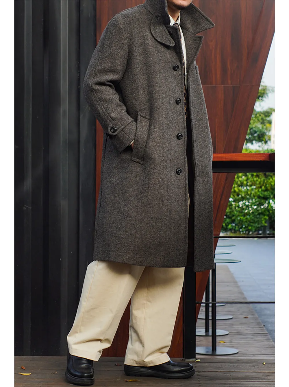 Men's Woolen Balmacaan Coat