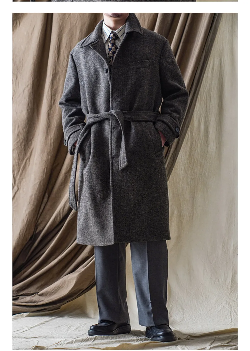 Men's Woolen Balmacaan Coat