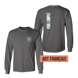 PUR&SIMPLE UNISEX L/S COTTON TEE - CHARCOAL (FRENCH ARTWORK)