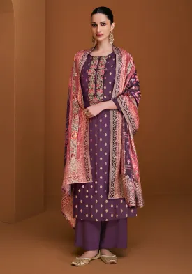 Pure Muslin Jacquard Unstitched Salwar Suit Dress Material for Women