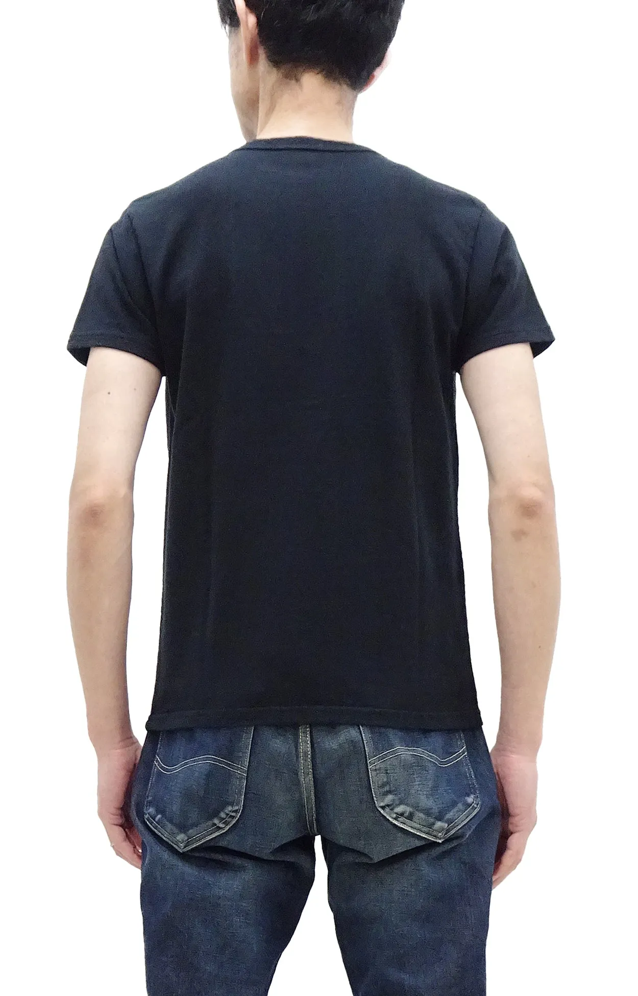 Samurai Jeans T-shirt Men's Plain Short Sleeve French Terry Fabric Tee Inlay Loopwheele T-Shirt SJST24-RIM Black