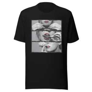 Weed T-shirt Sexy Lips Rolling a Blunt Short Sleeve 100% Cotton Crew Neck Unisex Top