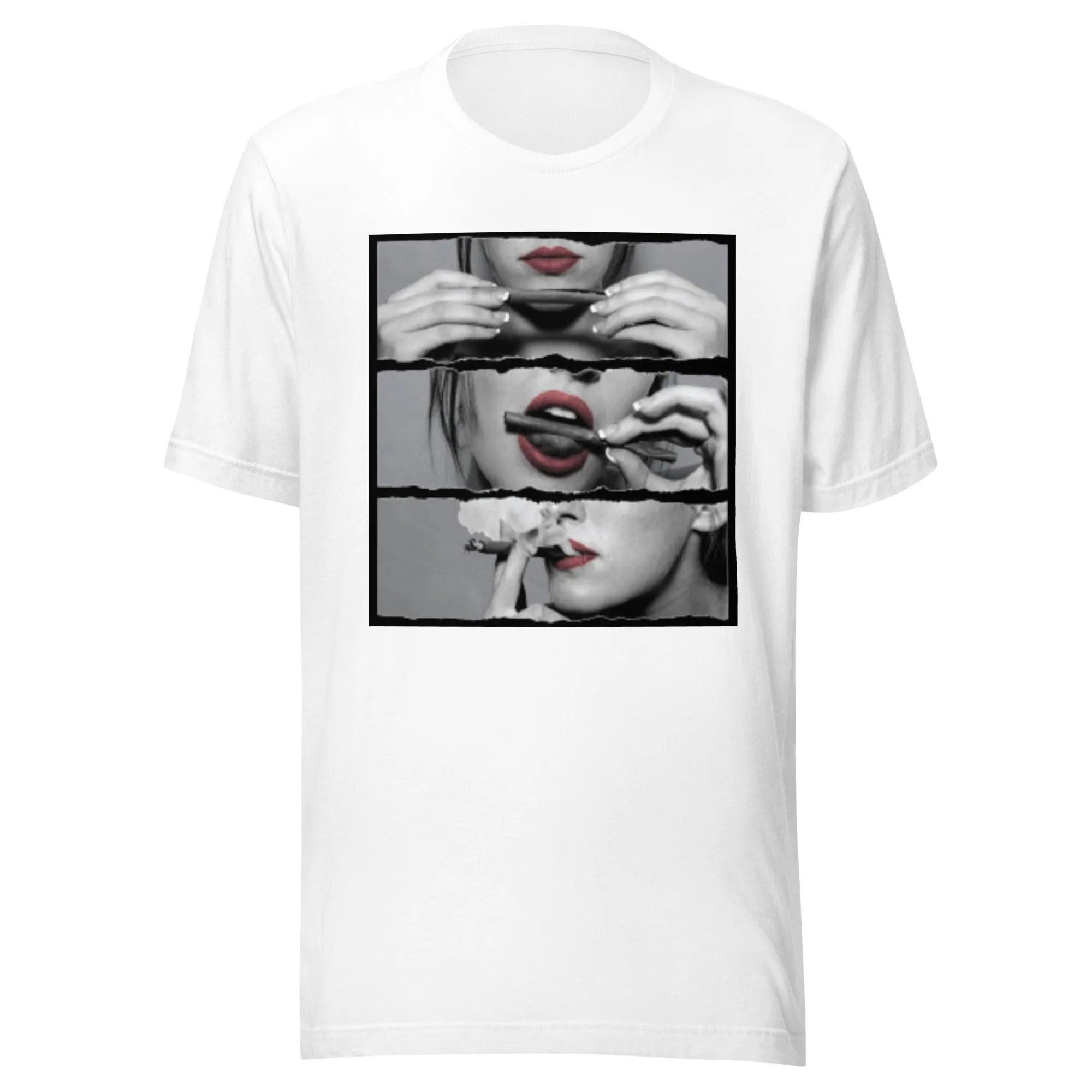 Weed T-shirt Sexy Lips Rolling a Blunt Short Sleeve 100% Cotton Crew Neck Unisex Top