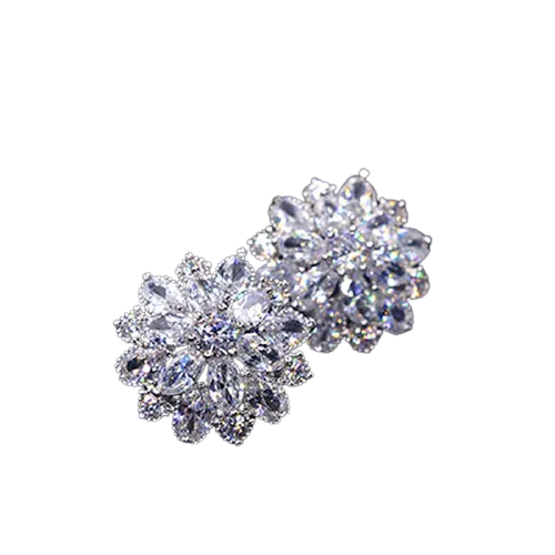 Women Austrian Zircon Elegant Flower Stud Earrings