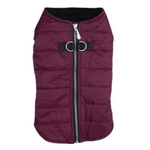 Zip-up Dog Puffer Vest - Burgundy